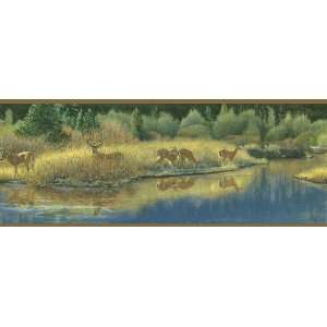  Deer Valley Wall Border in Olive Green Deer Valley Wall 