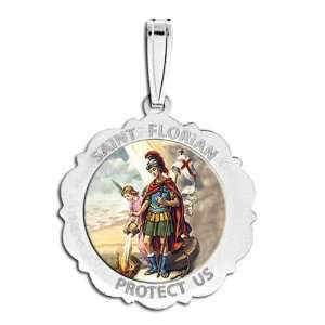  Saint Florian Scalloped Medal Color Jewelry