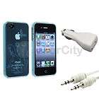Blue Gel Case Cover, Cable, Charger for iPhone 4  