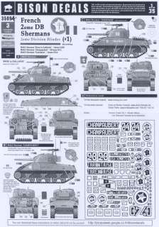 Bison Decals 1/35 FRENCH M4A2 SHERMAN TANKS 2nd Armored Division Part 
