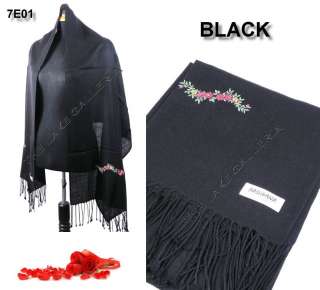   Real 100% Pashmina Cashmere Wool Scarf Wrap Shawl Soft BLACK  