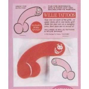 Bundle Willie Tattoos 10 Pack and 2 pack of Pink Silicone Lubricant 3 