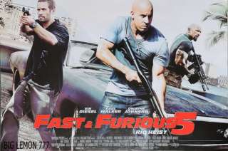 THE FAST AND THE FURIOUS 5 Movie Poster #3 23x34  