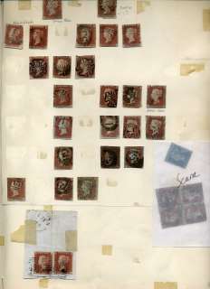 Great Britain Antique 1p Brown & Blue Stamp Collection  