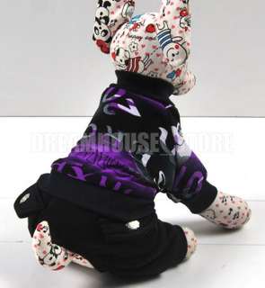 Purple Tatoo Print Dog Sport Jacket Jumpsuit Pants Chihuahua Size XS 