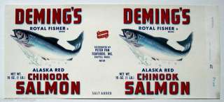 DEMINGS Salmon Vintage Can Label Seattle WA  