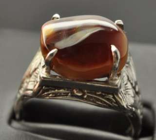 MEXICAN FIRE AGATE THICK SILVER MENS RING 12.465CT GEM  