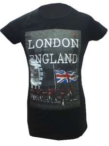Ladies London England Black fitted t shirt   Souvenir British I Love 