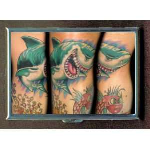 TATTOO FUNNY SHARK PUNK GOTH ID Holder, Cigarette Case or Wallet MADE 