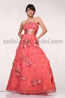 3151 ROSETTES PAGEANT EVENING PROM BALL GOWN DRESS  