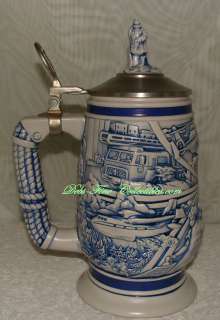   collectible ceramic lidded stein featuring a tribute to Rescue Workers