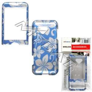  HTC G1 GOOGLE PHONE BLUE AND SILVER HAWAIIAN FLOWER COVER 