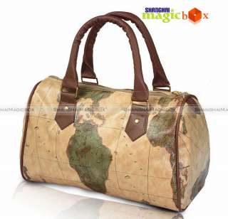World Map Designer Travel Women PU Leather Bag Handbag  
