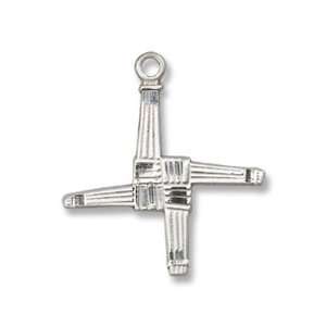 St. Brigid Cross Sterling Silver Medal with 18 Sterling Chain Patron 