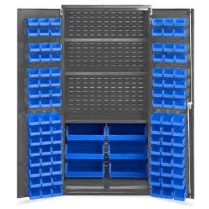   78 Bin Storage Cabinet with Shelves   102 Blue Bins