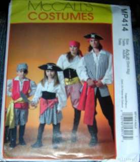 Mens & Womens Pirate Costume Patterns S M L XL  