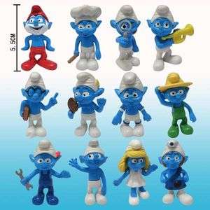 The Smurfs 3D movie figures Toy Doll set of 12 pcs gutsy brainy NEW 