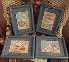 Vintage DUCK Geese Wall PRINT 4Pc Resin FRAME Kitchen Prints CURRENT 
