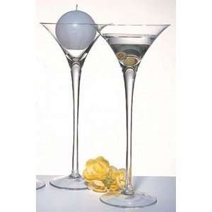  11.5 Crystal Pair of Martini Glasses Tall Stem Modern 