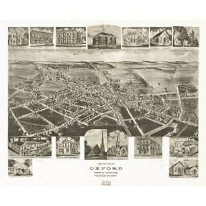  Historic Panoramic Map Birds eye view of Oxford, Chester 