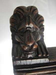 Gorgeous Antique Chair Lions Heads Brass Handle Heavily Carved 