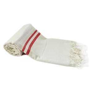  Towel with Claret Red Stripes . Turkish Pestemal . Turkish Bath Towel