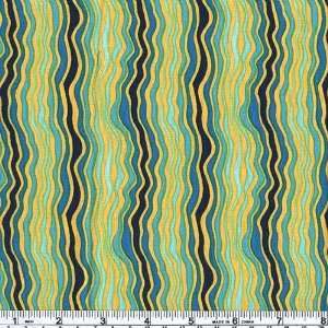  45 Wide Color Vibration Sqiggle Green/Blue Fabric By The 