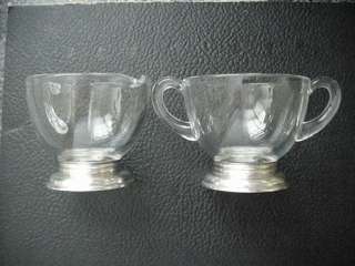 Sterling Silver Footed Glass top Cream and sugar Set  