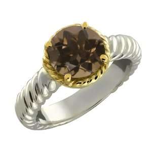   Brown Smoky Quartz Argentium Silver 10k Yellow Gold Ring Jewelry