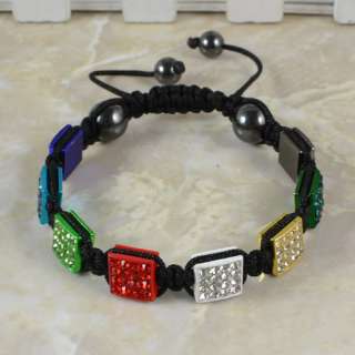 Hot Shamballa Bracelet Macrame Square Beads 10x10mm Disco Pave Crystal 