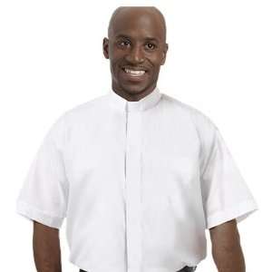   Short Sleeves Tab Collar Clergy Shirt White 18 18 1/2 