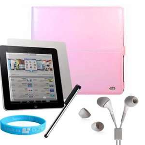  Pink Melrose Leather Case for Apple iPad + White iPad 