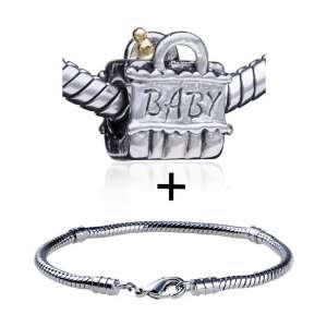  Baby Bag European Charm Bead Bracelet Fits Pandora Charms 