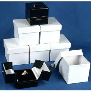 Large Black & White Ring Gift Boxes Snap Lid Displays  
