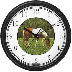   Paint Horse Grazing (JP6) Wall Clock by WatchBuddy Timepieces (White