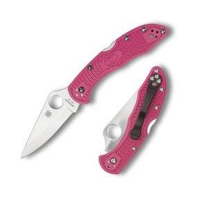 Spyderco Delica Knife with Pink FRN Handle, Plain