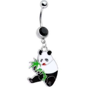  Black and White Giant Panda Belly Ring Jewelry
