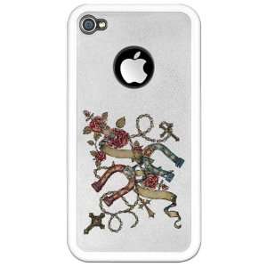  iPhone 4 or 4S Clear Case White Horseshoes Roses and 