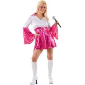  Abba Dancing Queen Pink/White Fancy Dress Costume Size US 