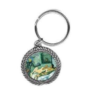  After Lunch In Naples By Paul Cezanne Pewter Key Chain 