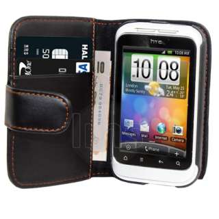 London Magic Store   AIO BLACK WALLET LEATHER CASE FOR HTC WILDFIRE S 