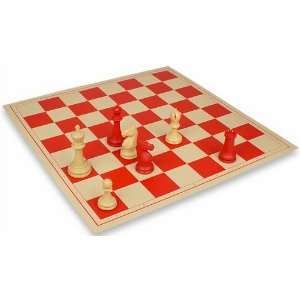  Vinyl Rollup Chessboard in Red & Beige   2.375 Squares Toys & Games