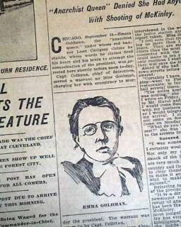 1901 EMMA GOLDMAN ARREST Anarchist Anarchy William McKinley Murder OLD 