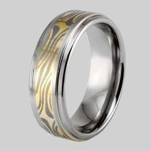 MM Finest Tungsten Carbide Ring With Deep Polish Cuts And Gold Color 