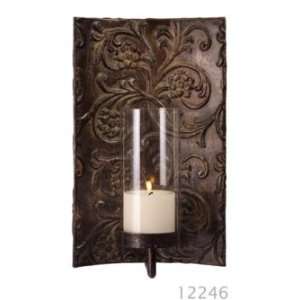  IMAX Galicia Embossed Metal Glass Sconce Wrought Iron 