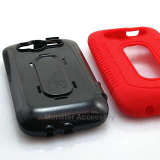 Red Black Duo Shield Double Layer Hard Case Gel Cover For HTC Wildfire 
