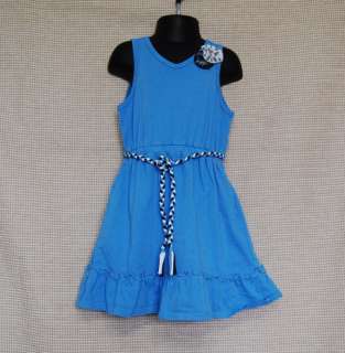 Crazy 8 Kid Girl Blue Belted Summer Dress Sundress size 4 Child 
