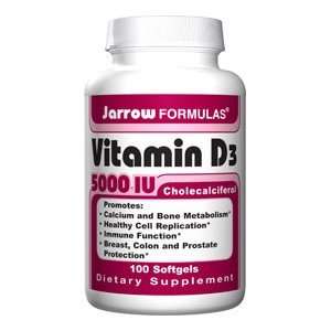  Jarrow Formulas Vitamin D3, 5000 IU Size 100 Softgels 