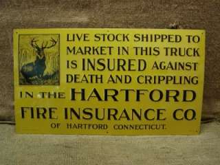 Vintage Hartford Insurance Sign Antique Old NOS 6119  