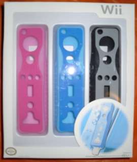 3x Wii remote Silicone glove covers, Black Blue & Pink (617885942020 